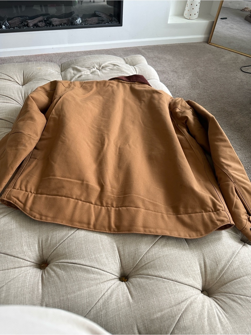 Carhartt Brown Canvas Work Jacket with Dark Brown Corduroy Collar - Picture 10 of 10